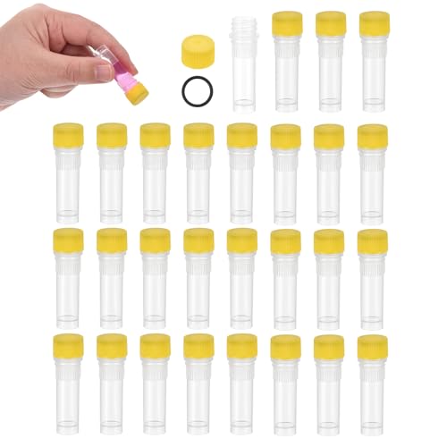 PATIKIL 1.0mL Plastic Cryogenic Vial, 28Pcs Cryogenic Storage Tube Lab Frozen Test Tube Container Storage Screw Cap for Lab Laboratory Science, Yellow Clear - color: Yellow, size: 1.0ml