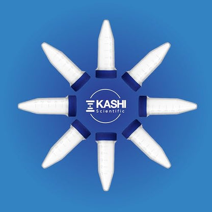 Kashi Scientific 5mL Screw Cap Conical Centrifuge Tubes, Sterile Test Tubes with Blue Lids, Lab-Grade Polypropylene Plastic, Printed Graduation and Write-on Spot [5mL Screw Cap, 100] - size: 5mL, Screw Cap