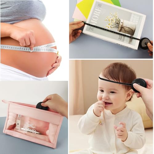 GDMINLO 4 Pack Tape Measure Retractable Measuring Tape for Body Fabric Sewing Tailor Weight Loss Measurements 60-Inch Soft Pink and White & Retractable Black and Pink Dual Sided Tape Measure