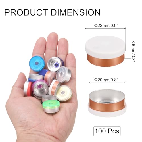 uxcell 20mm Flip Off Caps, 100PCS Burr-Free Flip Off Top Caps Seals Flip Off Aluminum Plastic Vial Flip Off Seals Caps Cover for Glass Vial Freeze-Dried Bottles, White/Gold - color: White/Gold, size: 20mm