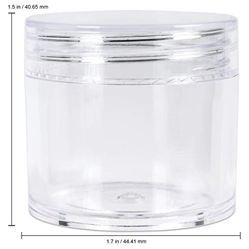 Beauticom 12 Pieces 1 oz. USA Acrylic Round Clear Jars with Flat Top Lids for Creams, Lotion, Make Up, Cosmetics, Samples, Herbs, Ointment (12 Pieces Jars + Lids, CLEAR)