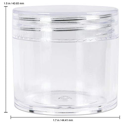 Beauticom 12 Pieces 1 oz. USA Acrylic Round Clear Jars with Flat Top Lids for Creams, Lotion, Make Up, Cosmetics, Samples, Herbs, Ointment (12 Pieces Jars + Lids, CLEAR)