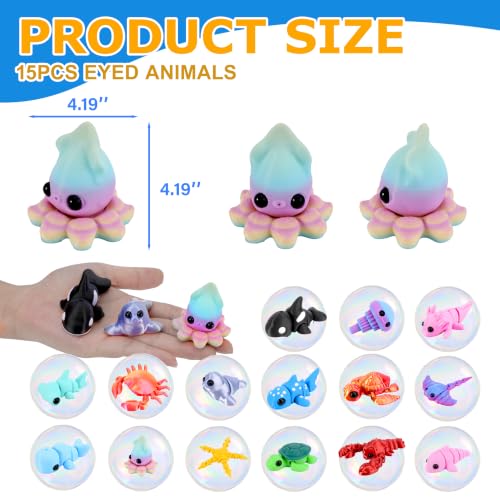 15pcs 3D Printed Animals, Multicolor Ocean Figurines for Kids - style: 15P Upgrade Onean Animals