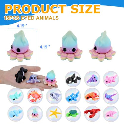 15pcs 3D Printed Animals, Multicolor Ocean Figurines for Kids - style: 15P Upgrade Onean Animals