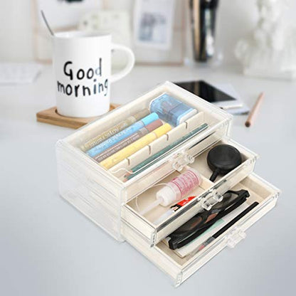 FEISCON Acrylic Jewelry Organizer Makeup Cosmetic Storage Organizer box - size: 3 layer