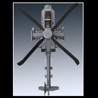 MISINI M8023 AH-64 Apache Longbow Attack Helicopter Building Blocks Set, 1383 Pieces of Military Army Armed Helicopter Building Block Kit, 1:35 Scale, Adult Collection Display Toy Gift Model Airplane