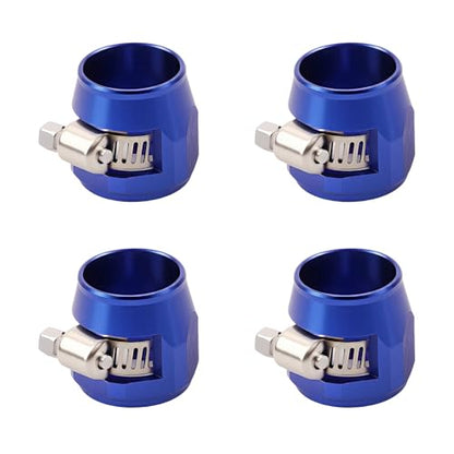 Aluminum Hose End Finisher Clamp, Universal Fit, Red Chrome Finish, 4pcs Set for Stainless Steel and Rubber Hoses, Model (Blue, 10AN) - color: Blue, size: 10AN
