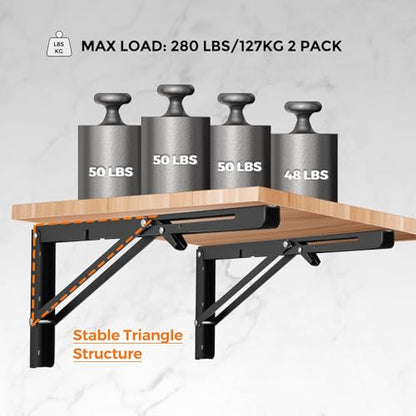 Ravinte Matte Black Folding Shelf Brackets, 22 Inch, 2 Pack - size: 22 Inch