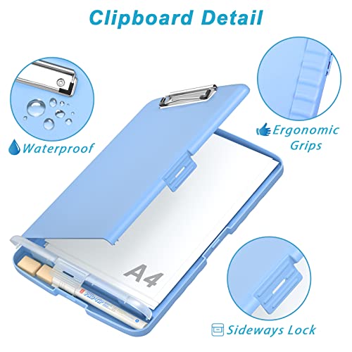 Rimilak Clipboard with Storage, 8.5 x 11'' High Capacity Clip Board, Blue - color: Blue