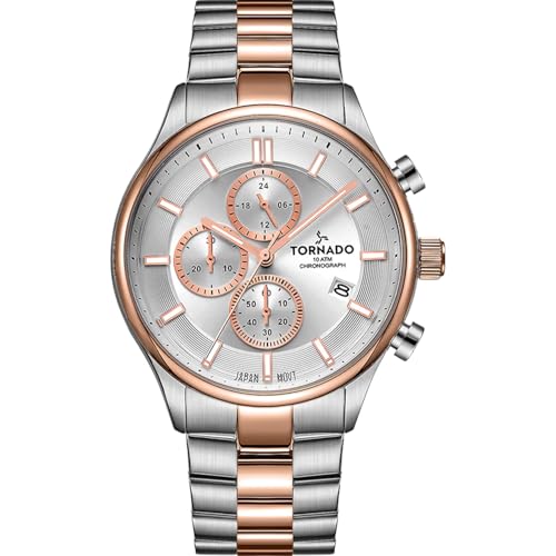 Tornado Celestia Elite Men’s Chronograph Watch | Green Dial, Gold Case & Strap, 42x48mm, 10ATM - T6106B-GBGH - color: White