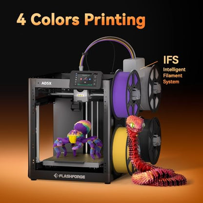 Flashforge AD5X Multi-Color 3D Printer, 600mm/s High-Speed 4 Color 3D Printer with 300˚C Nozzle, Auto Leveling and PEI Flexible Plate, 8.7 x 8.7 x 8.7in - color: AD5X