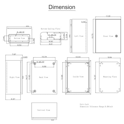 VEVOR NEMA Steel Enclosure, 16 x 12 x 8'' NEMA 4X Steel Electrical Box, IP66 Waterproof & Dustproof, Outdoor/Indoor Electrical Junction Box, with Mounting Plate - size: 16 x 12 x 8