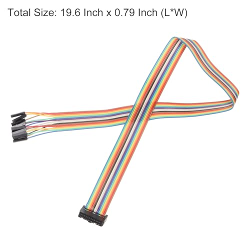 MECCANIXITY 1 Pcs IDC Rainbow Wire Flat Ribbon Cable FC-Female to 16P 19.6 Inch Length 2.54mm Pitch Breadboard Jumper Wires for Electronic Projects - size: 19.6 Inch, style: 16 Pin