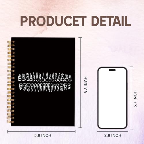 KAOWT Black Dentist Notebook Journal, Dental Hygienist Assistant Gifts Notebook for Notes Taking, Dentist Gifts Journal, Hardcover Spiral Notebook 5.5x8.3in - color: black dentist