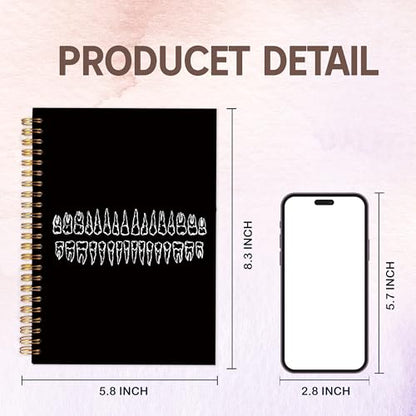KAOWT Black Dentist Notebook Journal, Dental Hygienist Assistant Gifts Notebook for Notes Taking, Dentist Gifts Journal, Hardcover Spiral Notebook 5.5x8.3in - color: black dentist