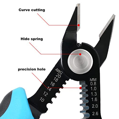 WGGE Precision Flush Wire Cutter and Stripper, 10-20 AWG, 6-Inch