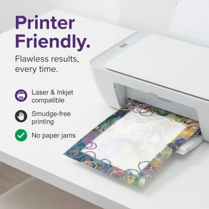 PaperDirect Party Gras Border Papers, Colorful Mardi Gras with Beads and Coins Design, 8.5 x 11, Acid-Free, Ideal for Invitations, Flyers, Announcements, Scrapbooks, Cards, 25 Sheets - color: Party Gras