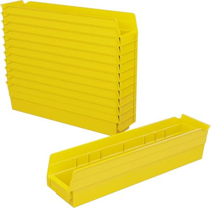 Akro-Mils 30128 Plastic Nesting Shelf Bin Box, (18-Inch x 4-Inch x 4-Inch), Yellow, (12-Pack) - color: Yellow