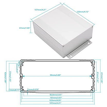 Aluminum Project Box 4.72x1.85x4.21in Split Enclosure for DIY PCB - size: Silver, 4.72*1.85*4.21 inch(LHW)