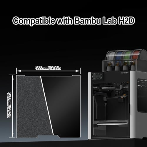 355x346mm Double-Sided PEI Build Plate for Bambu Lab H2S/H2D, Black Smooth & Textured Flexible Spring Steel Plate, PLA PLA+ TPU Low Temp Printing Bed - size: 355x346mm