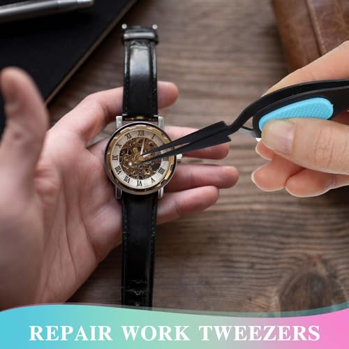 Ymapinc 2PCS Reverse Tweezers for Crafting - Stainless Steel - color: Black+white
