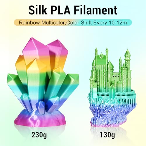 Dynta Silk Rainbow PLA 3D Printer Filament for Beginners, 1.75mm/±0.02mm - color: 1kgx1-silk Rainbow