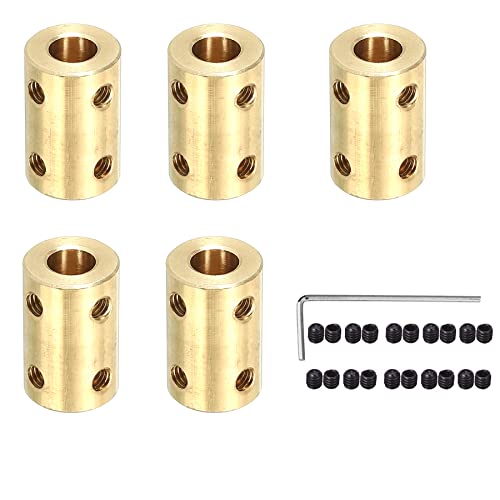 5Pcs 4mm to 4mm Brass Rigid Motor Shaft Coupling Coupler Transmission Connector Sleeve Adapter for RC Boat Car Airplane 3D Printers - size: 4mm to 4mm