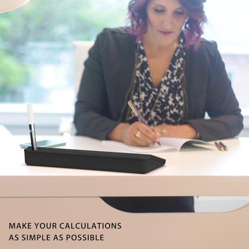 TOWON Glass Desk Whiteboard with Calculator 17x6 in, Desk Organizer, Black - color: Cal Black
