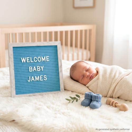 Rustic Blue Felt Letter Board 10x10 Inch for Baby Boy Announcements - color: Rustic Blue