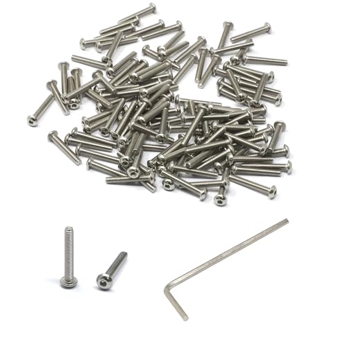 iexcell 100 Pcs M2.5 x 16mm Thread Pitch 0.45 mm Stainless Steel 304 Hex Socket Button Head Cap Screws Bolts Kit - size: M2.5 x 16mm