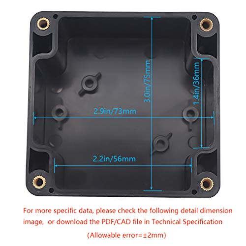 Junction Box, Zulkit Project Box IP65 Waterproof Outdoor Box ABS Plastic Electrical Boxes Electronic Enclosure Black 3.27 x 3.19 x 2.20 inch (83 x 81 x 56mm)(Pack of 2) - size: 3.27'' x 3.19'' x 2.20''(Pack of 2)