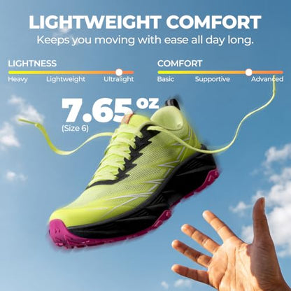 NORTIV 8 Women's Breathable Trail Running Shoes - color: Lemon Green, size: 9