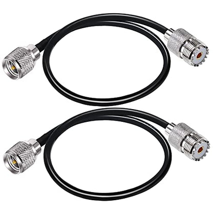 TUOLNK Mini UHF Male to UHF Female Extension Cable Mini Male Plug to SO239 PL259 Female Jack Coax Jumper Cable RG58 for CB Radio Antennas 12inch(30cm) 2Pcs - size: 0.98ft-2pcs