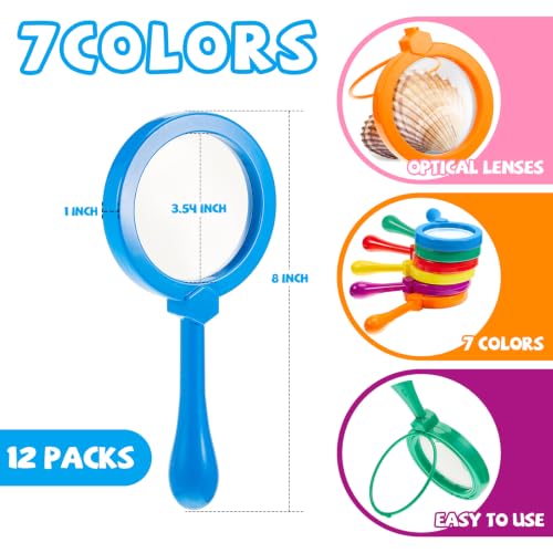 Lewtemi 12 Pack Kids Magnifying Glass with Stand, Multicolor - color: Multicolor