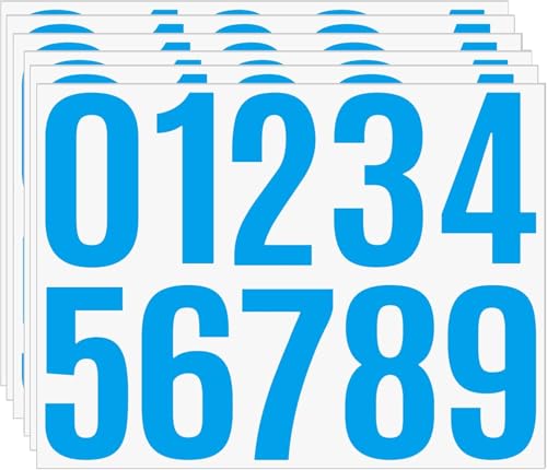 4 Inch Storage Bin Number Stickers Waterproof Vinyl Labels – 6 Sheets Self Adhesive 0-9 Decals for Classroom Organization, Office Supplies, Mailbox Address, Home Sorting (Blue) - color: blue