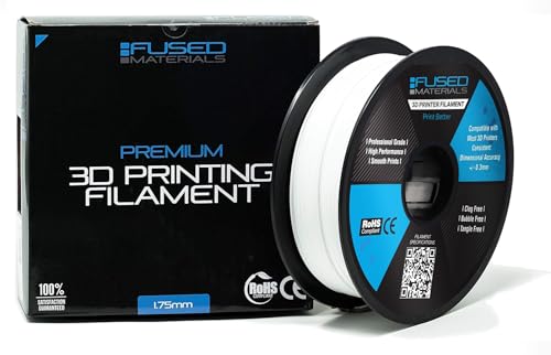 Fused Materials White PLA 3D Printer Filament - 1kg Spool, 1.75mm, Dimensional Accuracy +/- 0.03 mm, (White) - color: White, 1.75mm, 1kg