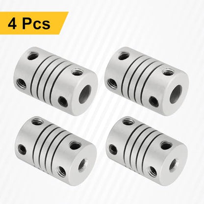 uxcell 4Pcs Flexible Couplings 3mm to 5mm Aluminum Alloy Joint Connector - size: 3mm to 5mm, style: D12 x L18mm