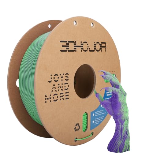 3DHoJor Dual Color Matte PLA 3D Printer Filament 1.75mm 2 in 1 Coextrusion 1KG Spool (2.2lbs) Multicolor PLA with Smooth Matte Finish for FDM 3D Printers - Green Purple - color: Dual-color: Green Purple