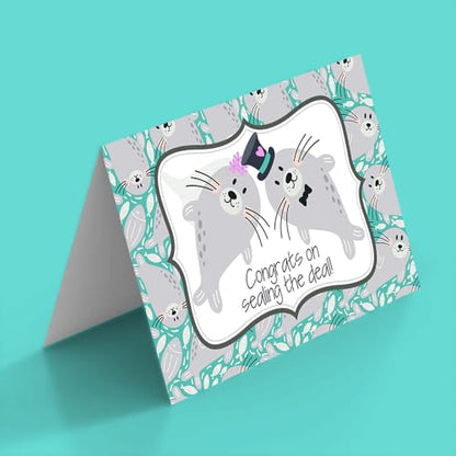 Amanda Creation Funny Wedding Card for Newlyweds, Wedding Card Funny Seal Sealing the Deal Design, 4x6 Blank Inside with Silver Envelope - style: Seal