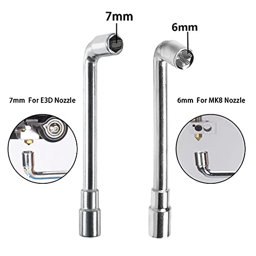 6mm 7mm L-Shaped Hexagonal Wrench Tool for Fixed Mk8 Ender 3 Brass Nozzle Included Copper Wire Toothbrush 3D Printer Accessories