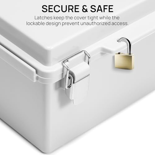 TURBRO Outdoor Electrical Waterproof Junction Box with Latches, ABS Plastic Enclosure Box with Mounting Plate and 304 Stainless Steel Wall Brackets, Hinged Grey Cover, 12.6"x7.2"x15.9" - color: Grey, size: 12.6"x7.2"x15.9"