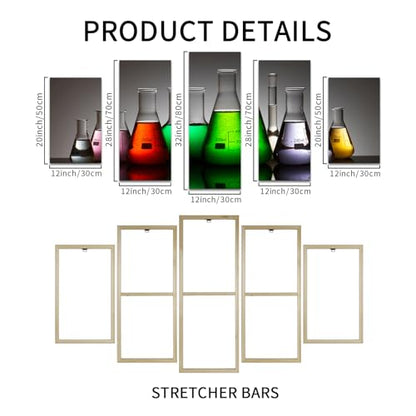 Muzenso Large Canvas Prints 5 Piece Colorful Laboratory Flask Wall Art