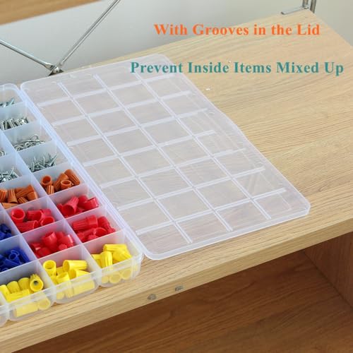 3 Pack Fixed 32 Grids Clear Plastic Storage Box