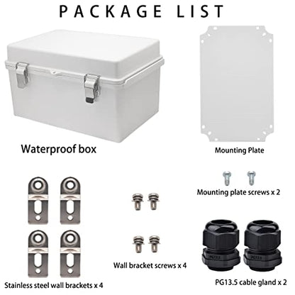 Outdoor Waterproof Electrical Box Junction Box Weatherproof IP67 ABS Plastic Enclosure Switch Router Project Box Electronics Enclosure with Mounting Plate Wall Bracket Grey 11.8"x7.9"x6.7" - color: Grey, size: 11.8" x 7.9" x 6.7"