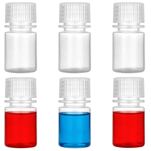 10ml Plastic Sample Bottle with Cap Wide Mouth Reagent Bottle 6Pc