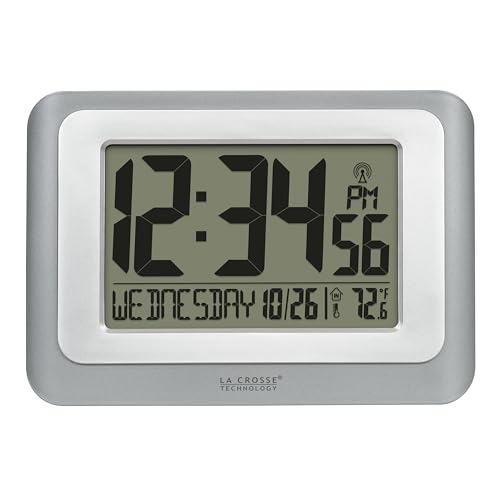 La Crosse Technology 513-88907-INT Digital Atomic Clock with Temperature - Cool Gray/Silver - color: Cool Gray, size: Large
