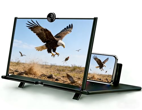 Screen Magnifier Version, Foldable Big Screen Magnifier for Cell Phone, Clear Immersive View,Magnifying Glass for Travel, Portable Pocket Cinema for Movies (12inch) (Black) - color: Black