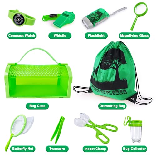 Bug Catcher Kit & Outdoor Explorer Kit for Kids, 10 Pcs Bug Catching Kit - color: Green