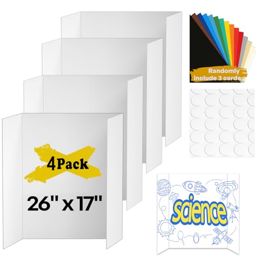ISAIDNO 4 Pcs Trifold Poster Board, Medium 26 x 17 in, White Poster Boards - color: White, size: 26 X 17 inches