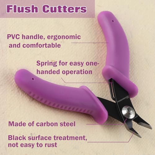SPEEDWOX 3 Inch Flush Cutters for Jewellery Making Precision Electronics Flush Cutter Diagonal Cutting Pliers Craft Wire Cutters for Crafting Micro Cutter Soft Wire Cutters for Jewellery Wires - size: 3"